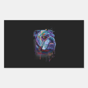 English Colourful Bulldog Gift A English Bulldog Rectangular Sticker