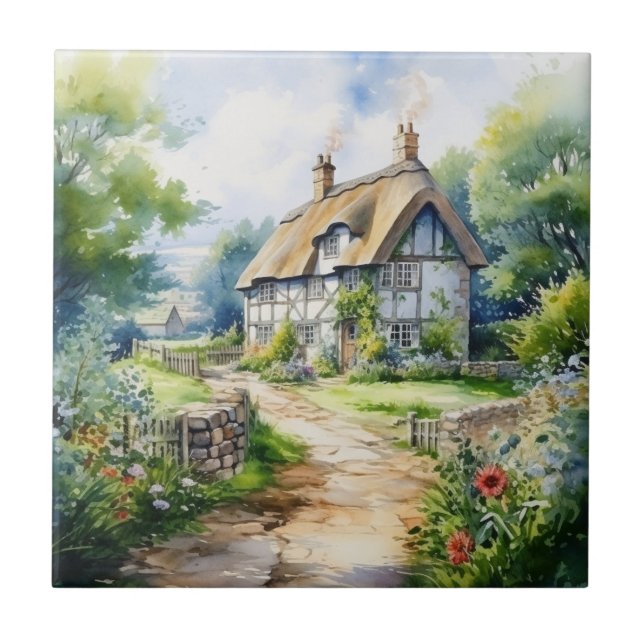 English Cottage Ceramic Tile (Front)