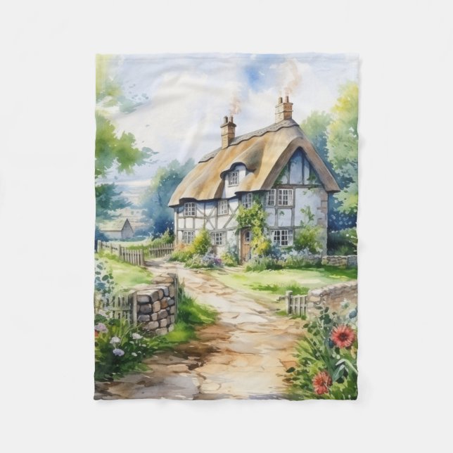 English Cottage Fleece Blanket (Front)