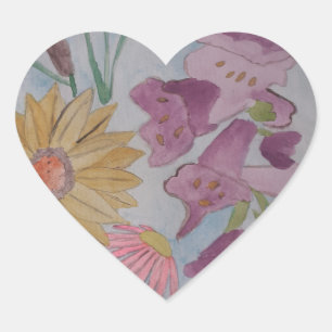 English Cottage Garden Heart Sticker