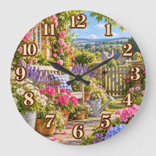 English Cottage Garden Retreat Clock
