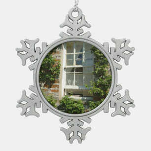English Cottage I Charming Snowflake Pewter Christmas Ornament