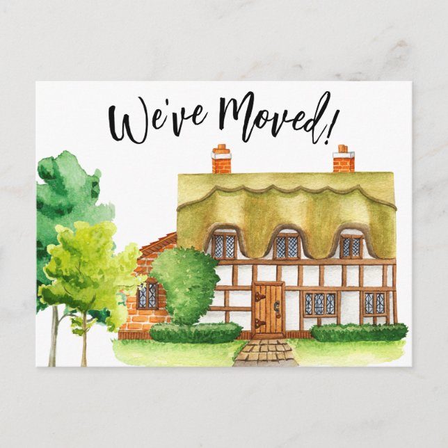 English Cottage Moving Announcement Postcard (Front)