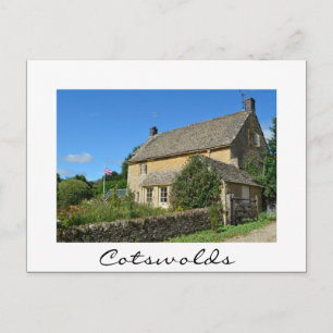 English cottage with garden white postcard