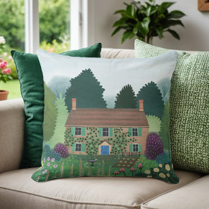 English Country Cottage Garden House  Cushion