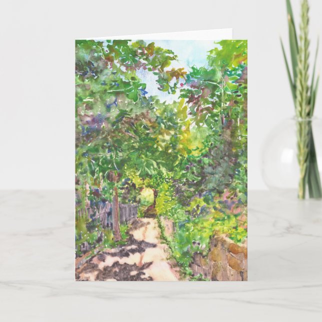 English Country Lane Watercolor Greeting Card (Front)