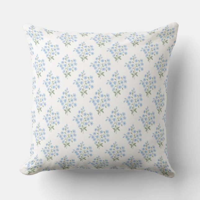 English Country Pattern with Forget-Me-Not Flowers Cushion (Front)