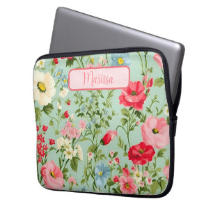 English Country Wildflower Personalised Laptop Sleeve
