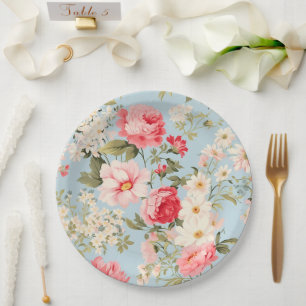 English Countryside Flower Garden Paper Plate