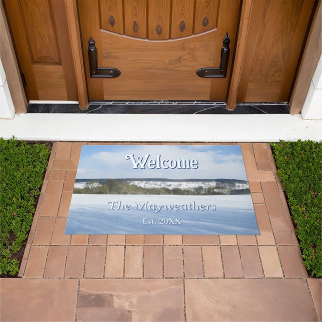 English Countryside in Winter - Personalized Doormat (Outdoor)