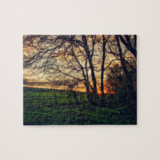 English Countryside Sunset HDR art Jigsaw Puzzle