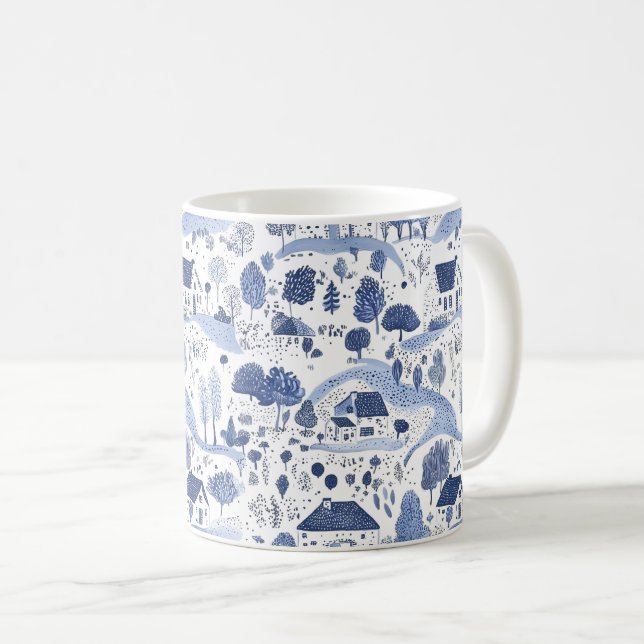 English Countryside Toile Pattern Coffee Mug (Front Right)