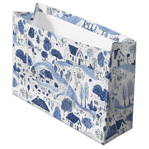 English Countryside Toile Pattern Large Gift Bag