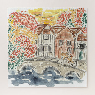 English Countryside Watercolor Jigsaw Puzzle