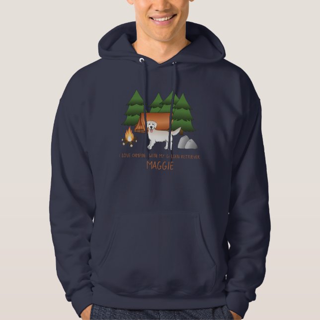 English Cream Golden Retriever Camping In A Forest Hoodie (Front)