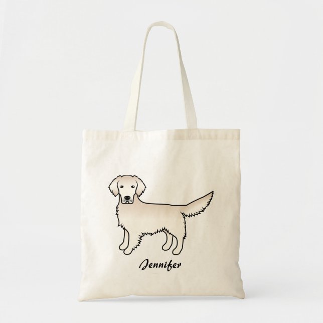 English Cream Golden Retriever Cartoon Dog & Name Tote Bag (Front)