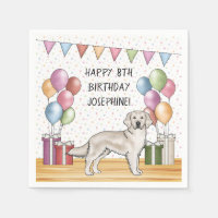English Cream Golden Retriever Colourful Birthday