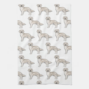 English Cream Golden Retriever Cute Dog Pattern Tea Towel
