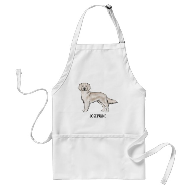 English Cream Golden Retriever Dog And Custom Name Standard Apron (Front)