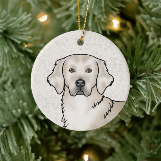 English Cream Golden Retriever Dog Custom Name Ceramic Ornament (Tree)