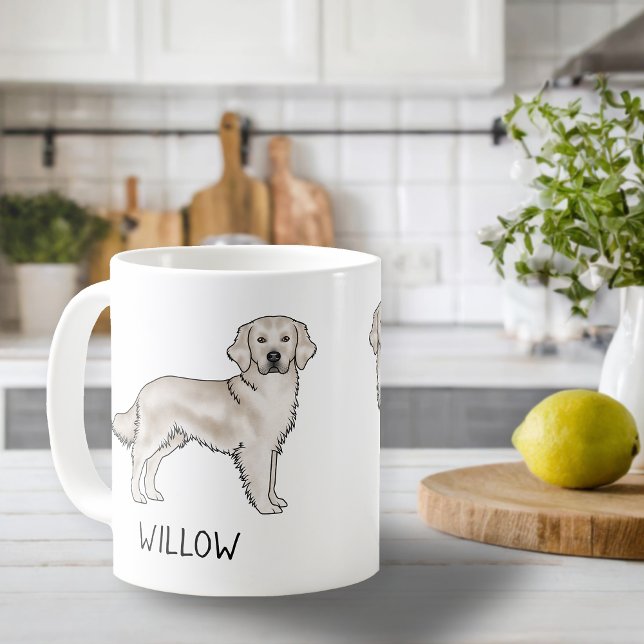 English Cream Golden Retriever Dog Custom Name Coffee Mug (Creator Uploaded)