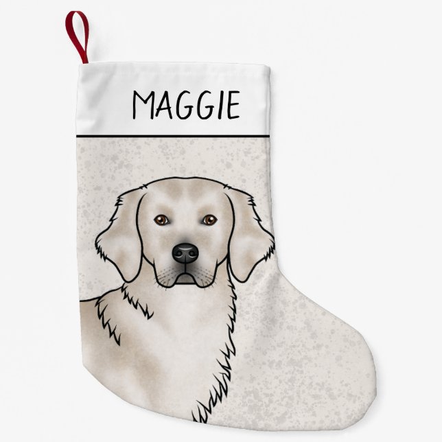 English Cream Golden Retriever Dog Custom Name Small Christmas Stocking (Front)