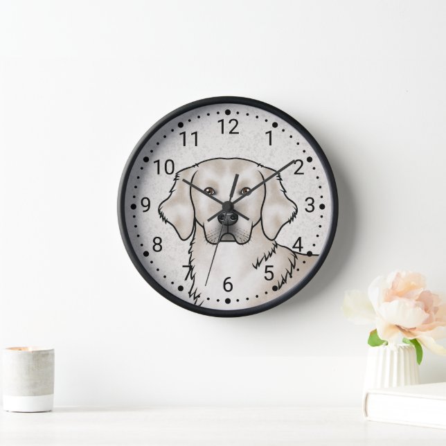 English Cream Golden Retriever Dog Head Portrait Clock (Home)