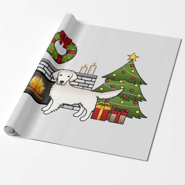 English Cream Golden Retriever In A Festive Room Wrapping Paper (Unrolled)