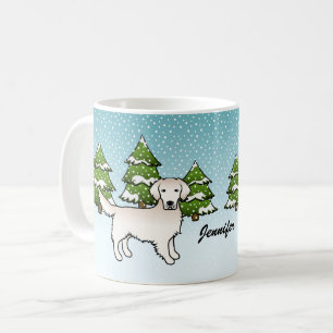 English Cream Golden Retriever In Winter & Name Coffee Mug