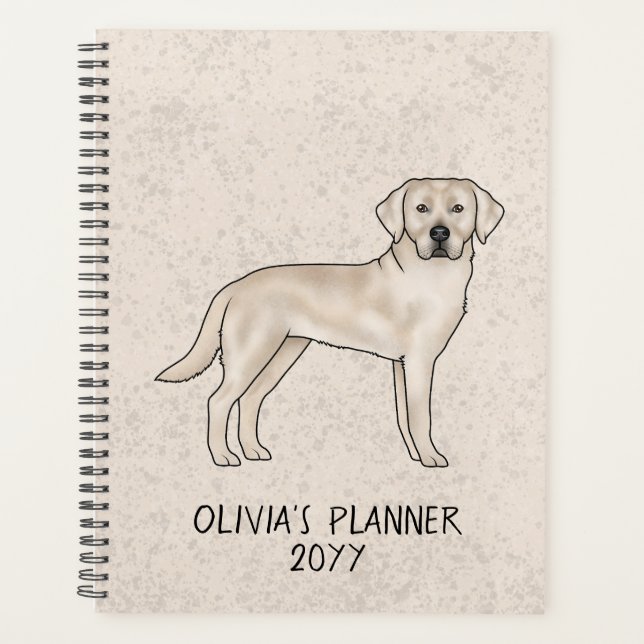 English Cream Labrador Retriever Lab Custom Text Planner (Front)