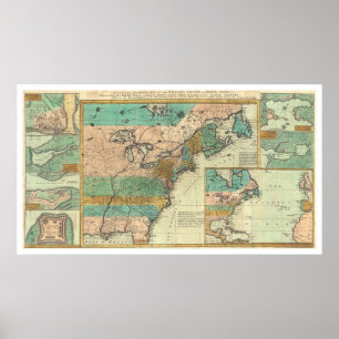 English Empire America Map - 1755 Poster