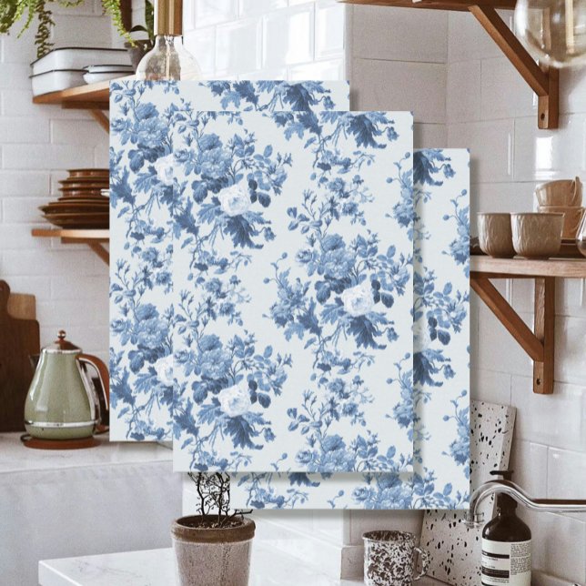 English Floral French Blue and White LG Decoupage Tissue Paper (Creator Uploaded)