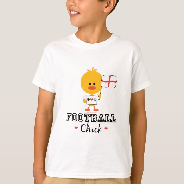 English Football Soccer Chick Kids T-shirt (Front)