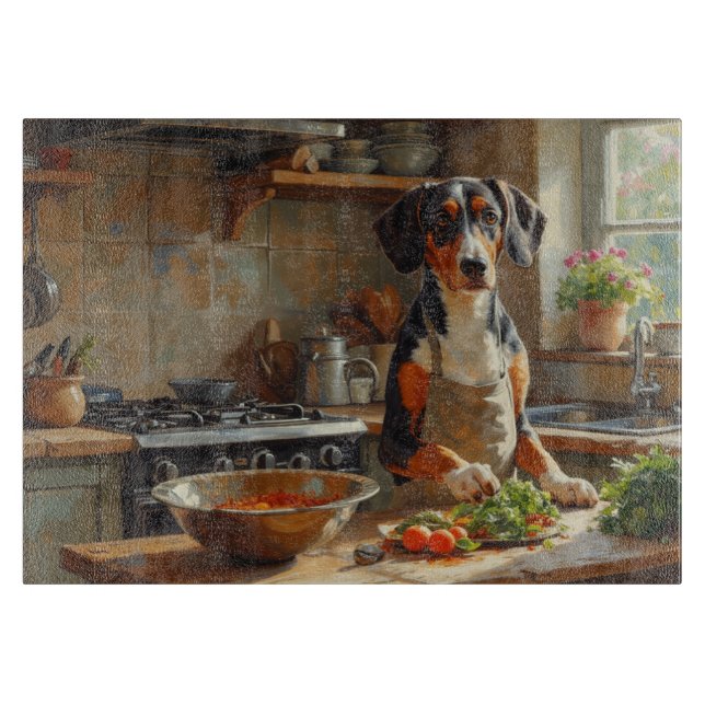 English Foxhound Cooking in Kitchen Cutting Board (Front)