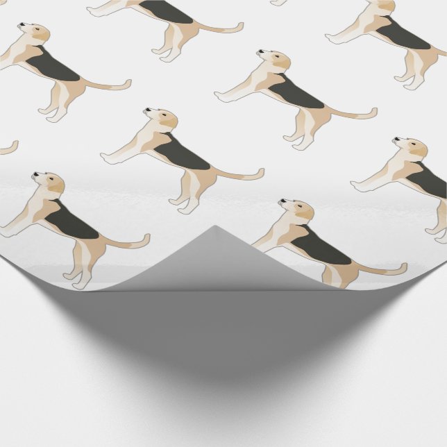 English Foxhound Dog Breed Illustration Wrapping Paper (Corner)