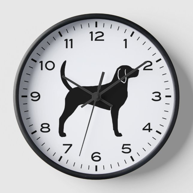 English Foxhound Dog Breed Silhouette Clock (Front)