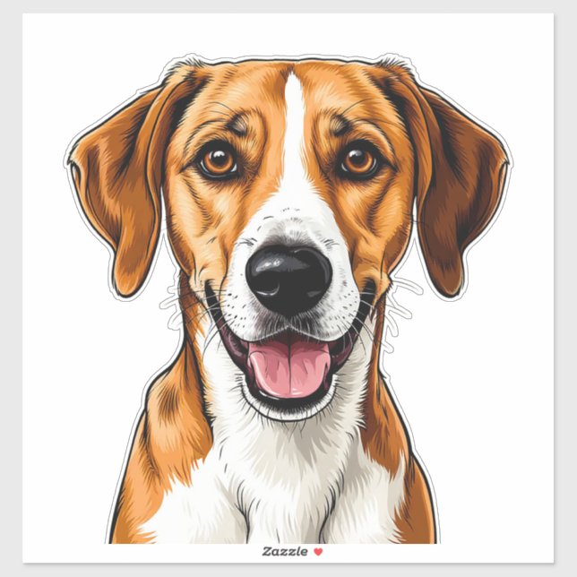 English Foxhound Dog Bright, Happy Expression (Sheet)