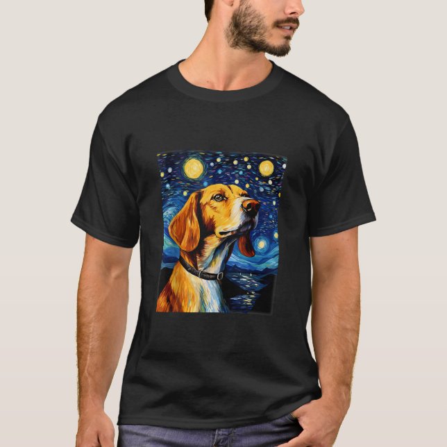 English Foxhound Dog Funny Cute Dog In A Starry Sk T-Shirt (Front)