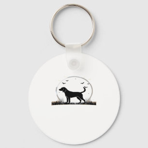 English Foxhound Dog � Halloween Moon Silhouette C Key Ring