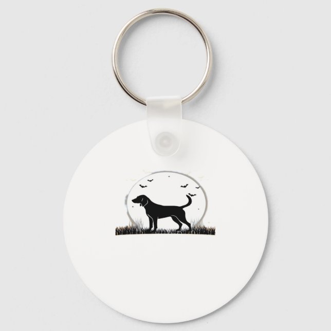 English Foxhound Dog � Halloween Moon Silhouette C Key Ring (Front)