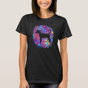 English Foxhound Dog Pet Pink Watercolor Splatter T-Shirt