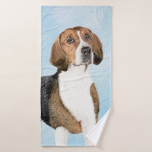 English Foxhound Painting - Cute Original Dog Art Bath Towel Set