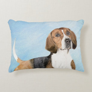 English Foxhound Painting - Cute Original Dog Art Decorative Cushion