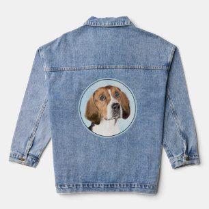 English Foxhound Painting - Cute Original Dog Art Denim Jacket