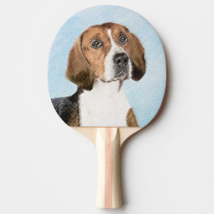 English Foxhound Painting - Cute Original Dog Art Ping Pong Paddle