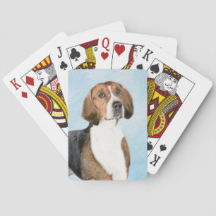 English Foxhound Painting - Cute Original Dog Art Playing Cards