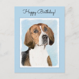 English Foxhound Painting - Cute Original Dog Art Postcard