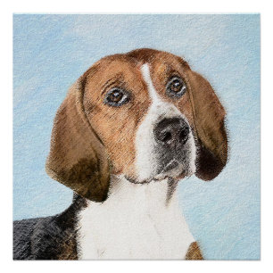 English Foxhound Painting - Cute Original Dog Art Poster