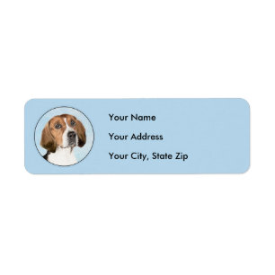English Foxhound Painting - Cute Original Dog Art Return Address Label