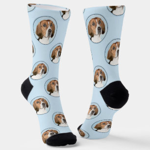 English Foxhound Painting Cute Original Dog Art Socks